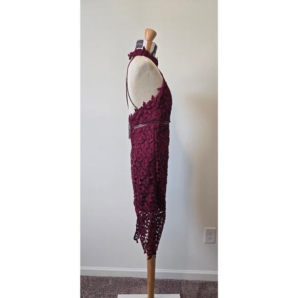 Bardot Women Halter Open Back Wine Cutouts Lace Midi Dress Sz 8 (0991) - Picture 2 of 5